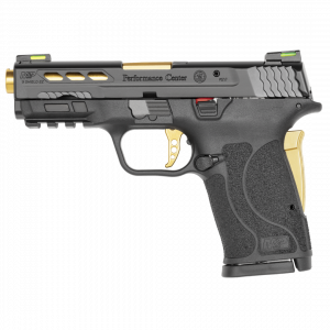 pc m&p 9 shield ez ® m2.0 ported no thumb safety gold barrel 9mm luger 3.675in 8rnd tlci sao