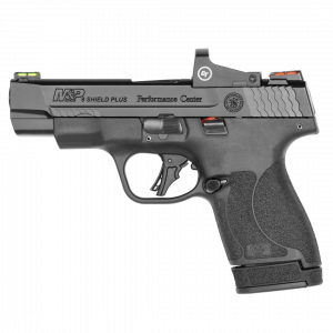 pc m&p 9 shield plus fiber optics sights w/ct red dot optic no thumb safety blk 9mm luger 4in 10/13rnd
