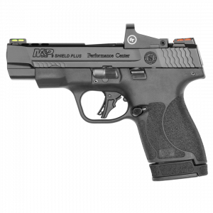 pc m&p 9 shield plus fiber optics sights ported w/ct red dot optic no thumb safety blk 9mm luger 4in 10/13rnd
