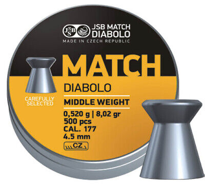 JSB Match Diabolo Middle Weight .177 4.51 mm 8.0 Grain Pellets 500 Pack