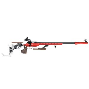Full-length ANSCHÜTZ 1761 AMR Competition red chassis .22 LR 647mm target rifle
