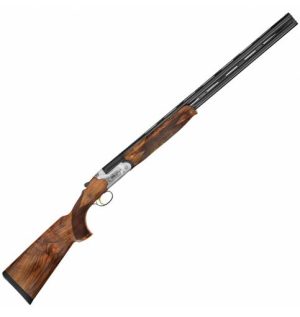 Breda Zenith L 12 bore over-and-under game shotgun with engraved silver action and walnut stock, complete view
