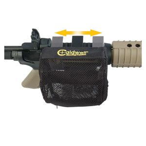 Black Caldwell mesh brass catcher fixed onto Picatinny rail