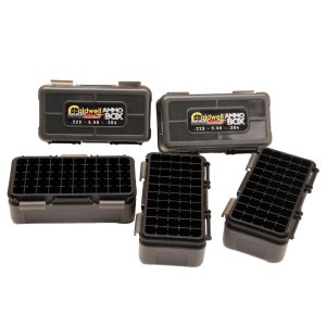 Five Caldwell 50-round Mag Charger storage boxes for .223 and .204 ammunition