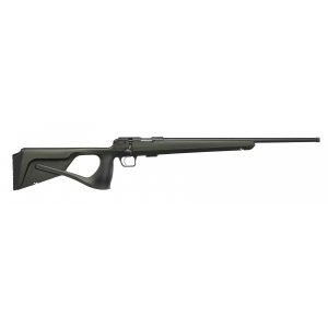 CZ 457 Ergo rifle with green thumbhole stock, complete side profile