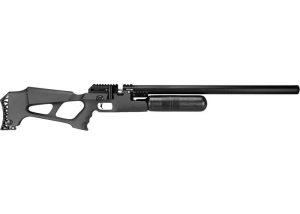 FX King PCP air rifle with black synthetic thumbhole stock and 600mm barrel complete side view
