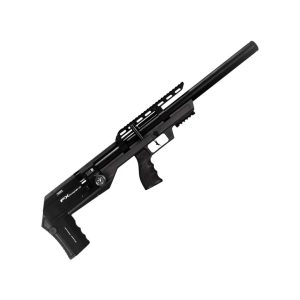 Complete black FX Leopard Composite Standard 600mm air rifle on white background