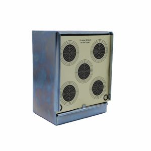 Hatsan air rifle pellet catcher steel box with five-spot paper target