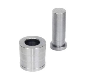 Representative Lee bullet sizer die and punch; bore diameter varies by model
