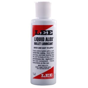 Lee Liquid Alox bullet lubricant 4 ounce bottle on white background