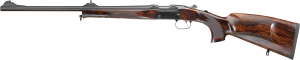 Merkel K5 Black complete single-shot rifle profile; representative wood grain for walnut stock grades