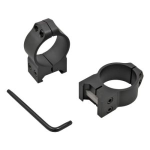 Warne Maxima 30mm permanently-attached steel rings; mounting height varies by product